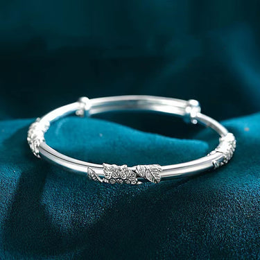 Thai Silver Entangled Flower Bangle